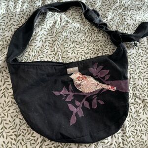 Two tree design black sling bag